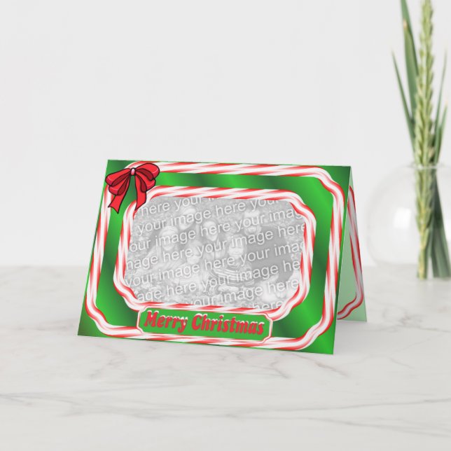 Cartes Pour Fêtes Annuelles Frontière de sucre de canne de Joyeux Noël (Devant)