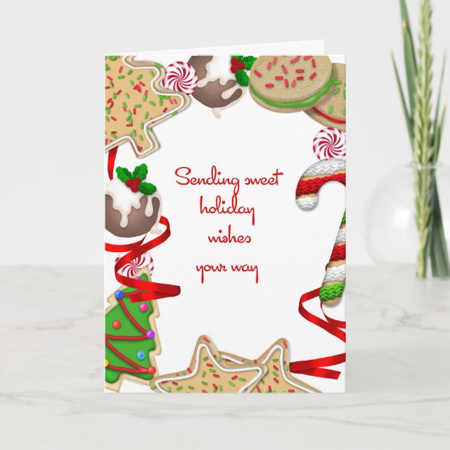 Cartes Pour Fêtes Annuelles Frontière des cookies de Noël (Devant)