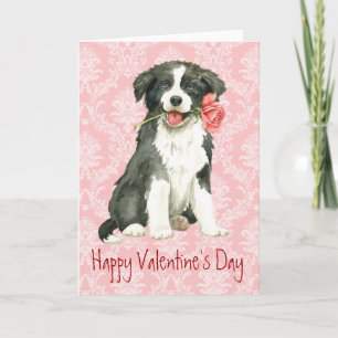 Cartes Pour Fêtes Annuelles Frontière Rose Valentine Collie