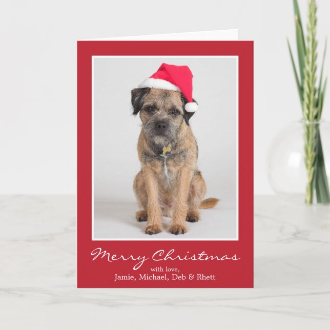 Cartes Pour Fêtes Annuelles Frontière Terrier utilisant un casquette de Père (Devant)