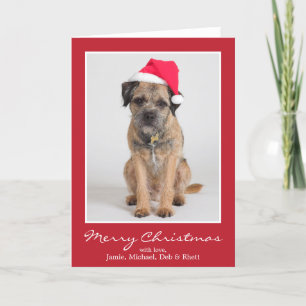 Cartes Pour Fêtes Annuelles Frontière Terrier utilisant un casquette de Père