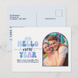 Cartes Pour Fêtes Annuelles Frostlight Retro New Year Retro Modern Blue Photo
