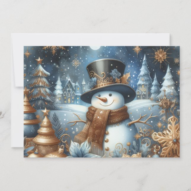 Cartes Pour Fêtes Annuelles Frosty the snowman whimsical blue Christmas  (Devant)