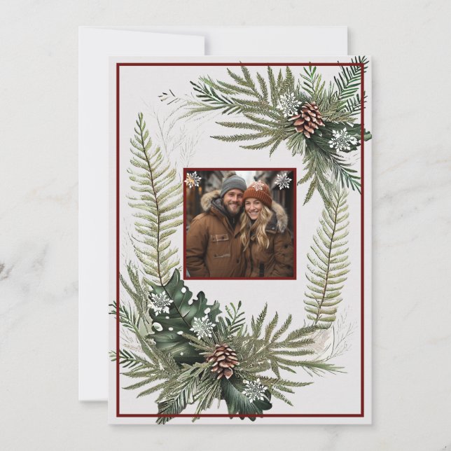 Cartes Pour Fêtes Annuelles Fruits verts Pine cônes Snowflakes (Devant)