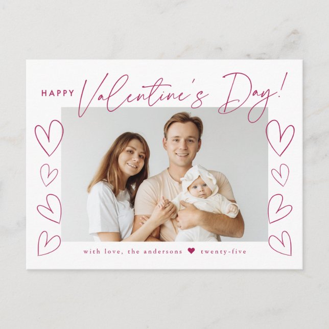Cartes Pour Fêtes Annuelles Fuchsia Script moderne photo de la Saint Valentin (Devant)