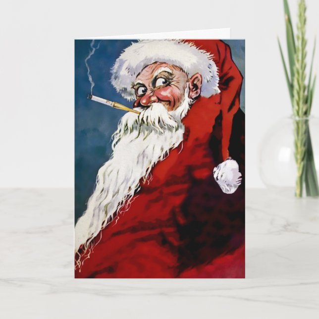 Cartes Pour Fêtes Annuelles Fumer à l'ère victorienne Père Noël Noël (Devant)