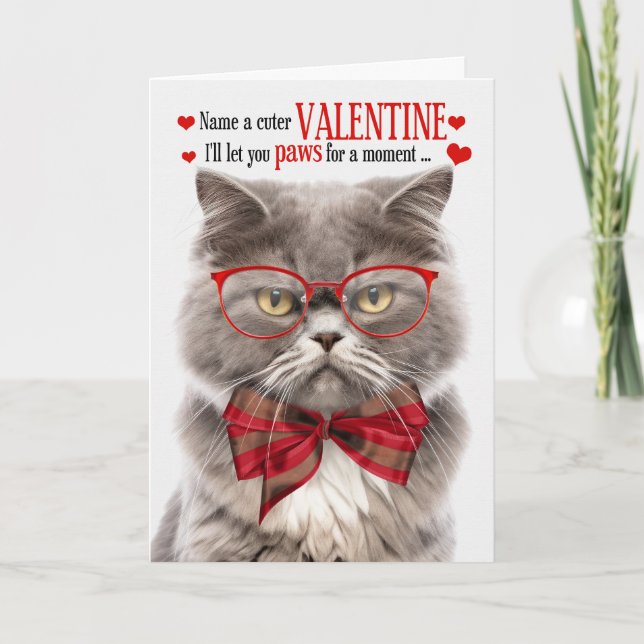 Cartes Pour Fêtes Annuelles Fumer Gris Perse Chat Valentine Feline Humour (Devant)