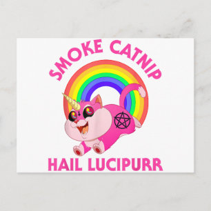 Cartes Pour Fêtes Annuelles Fumer l'herbe à chat Salut Lucipurr, Drôle de Chat