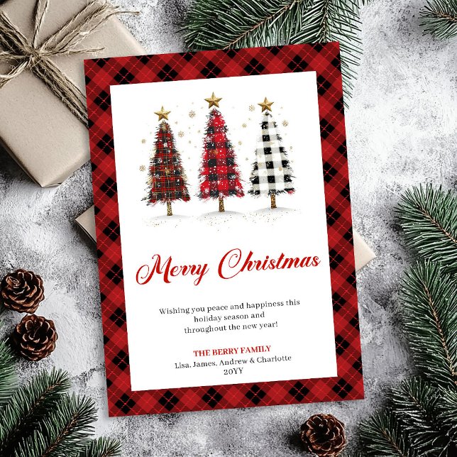 Cartes Pour Fêtes Annuelles Fun Buffalo Plaid Christmas Tree Holiday Greeting (Fun Buffalo Plaid Christmas Tree Holiday Greeting)