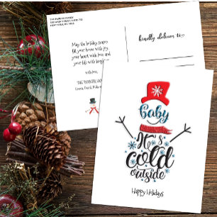 Cartes Pour Fêtes Annuelles Fun Casquette Rouge Snowman Baby Il Froid Dehors W