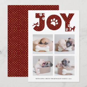 Cartes Pour Fêtes Annuelles Fun Chien Paw Script JOIE Moderne