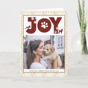 Cartes Pour Fêtes Annuelles Fun Chien Paw Script JOIE Moderne