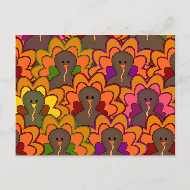 Cartes Pour Fêtes Annuelles Fun Colorful Thanksgiving (Devant)