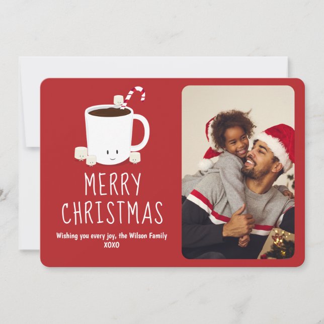 Cartes Pour Fêtes Annuelles Fun Cute Hot Chocolat Photo Noël (Devant)