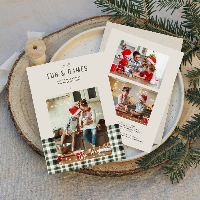 Cartes Pour Fêtes Annuelles Fun & Games Noël | 3 photo personnalisée (Créateur téléchargé)