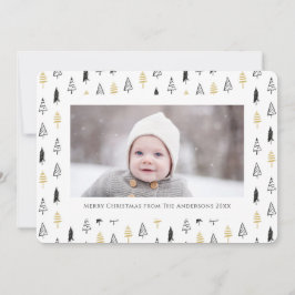 Cartes Pour Fêtes Annuelles Fun Gold Black Pine Tree minimaliste Noël