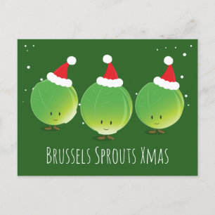 Cartes Pour Fêtes Annuelles Fun Green Brussels Sprouves Santa Hat Noël
