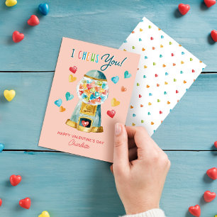 Cartes Pour Fêtes Annuelles Fun I Chews You Heart Gum Ball Machine Valentine's