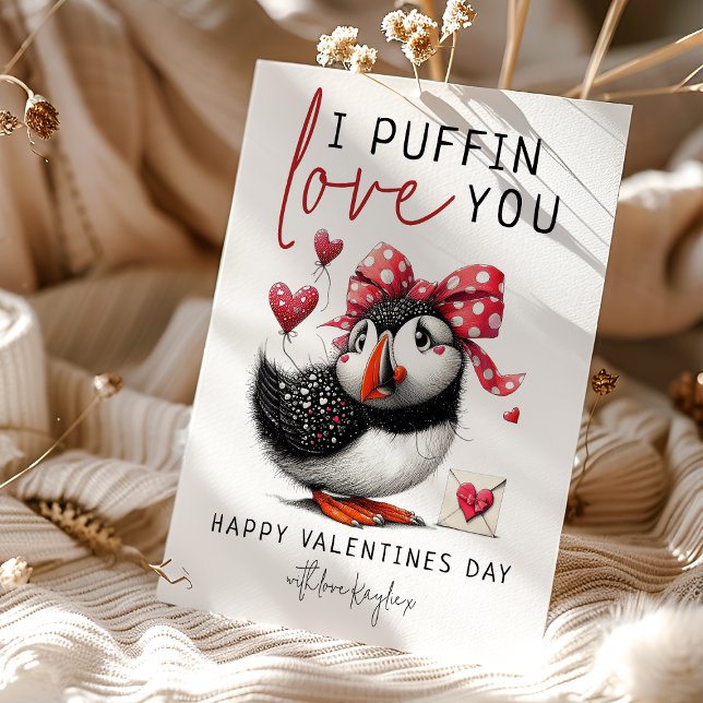 Cartes Pour Fêtes Annuelles Fun I Puffin Love You Valentines Day (Créateur téléchargé)