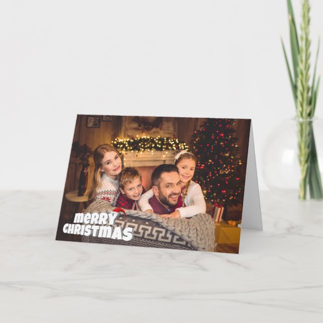 Cartes Pour Fêtes Annuelles Fun Joyeux Noël Avec Photo Famille Casquette (Devant)