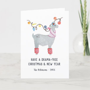 Cartes Pour Fêtes Annuelles Fun Llama thème Noël Famille Photo