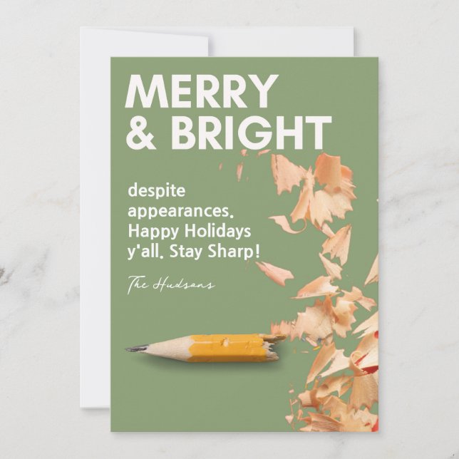 Cartes Pour Fêtes Annuelles Fun moderne Joyeux & Crayon brillant Vacances Shar (Devant)