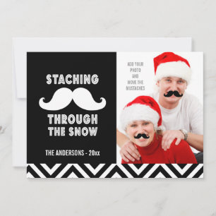 Cartes Pour Fêtes Annuelles FUN MUSTACHE PHOTO VACANCES ACCUEILLANTES   Chevro