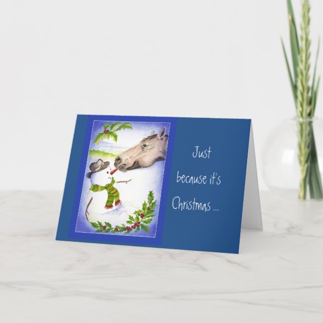 Cartes Pour Fêtes Annuelles Fun Noël Cheval Snowman Mangez vos légumes (Devant)