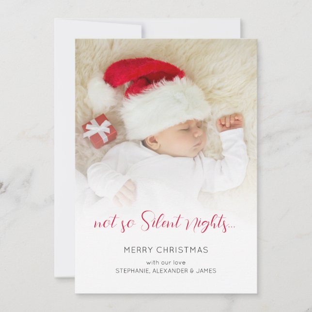 Cartes Pour Fêtes Annuelles Fun Not So Silent Nights Baby Photo (Devant)