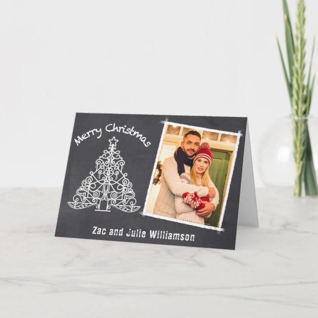 Cartes Pour Fêtes Annuelles Fun Personnalisé Chalkboard Noël Photo (Devant)
