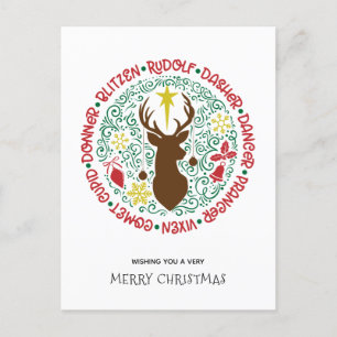 Cartes Pour Fêtes Annuelles Fun Red Script Père Noël Reinder Nom Noël