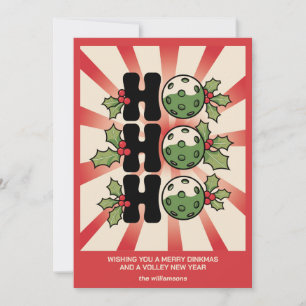 Cartes Pour Fêtes Annuelles Fun Retro Pickleball Noël Votre texte personnalisé