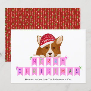 Cartes Pour Fêtes Annuelles Fun rose bandeau de Noël Bannière Casquette rouge 