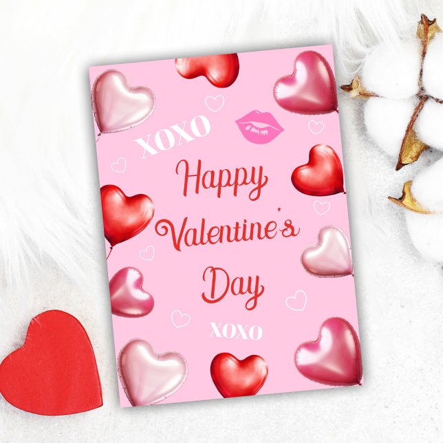 Cartes Pour Fêtes Annuelles Fun rose Heureuse Sainte-Valentin fille (Pink Fun Girly Happy Valentine's Day Holiday Card)