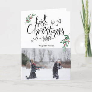 Cartes Pour Fêtes Annuelles Fun Script Red Holly Berries Meilleur Noël Jamais