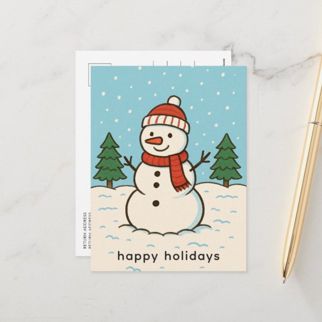 Cartes Pour Fêtes Annuelles Fun Snowman mignon Noël (Devant/Arrière en situation)