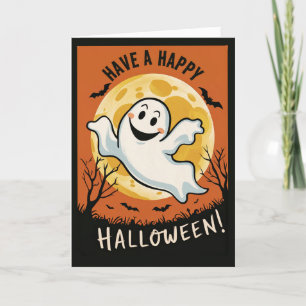 Cartes Pour Fêtes Annuelles Fun Vintage Halloween fantôme et Lune