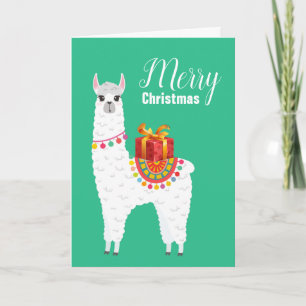 Cartes Pour Fêtes Annuelles Funky Alpaca Noël jolie lama