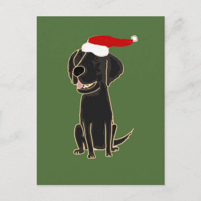 Cartes Pour Fêtes Annuelles Funky Black Flat Retriever Art de Noël (Devant)