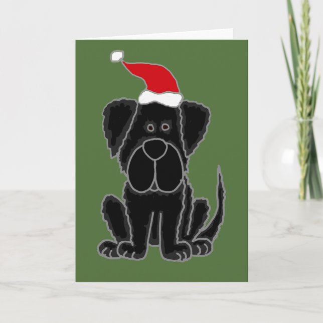 Cartes Pour Fêtes Annuelles Funky Black Newfoundland Chien Noël (Devant)