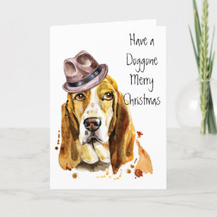 Cartes Pour Fêtes Annuelles Funky Cool Basset Hound avec Casquette Fedora