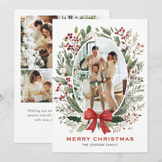 Cartes Pour Fêtes Annuelles Funky Country Boho Christmas Wreath 5 Photo (Devant / Derrière)