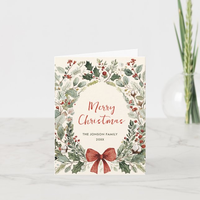 Cartes Pour Fêtes Annuelles Funky Country Retro Boho Christmas Wreath (Devant)