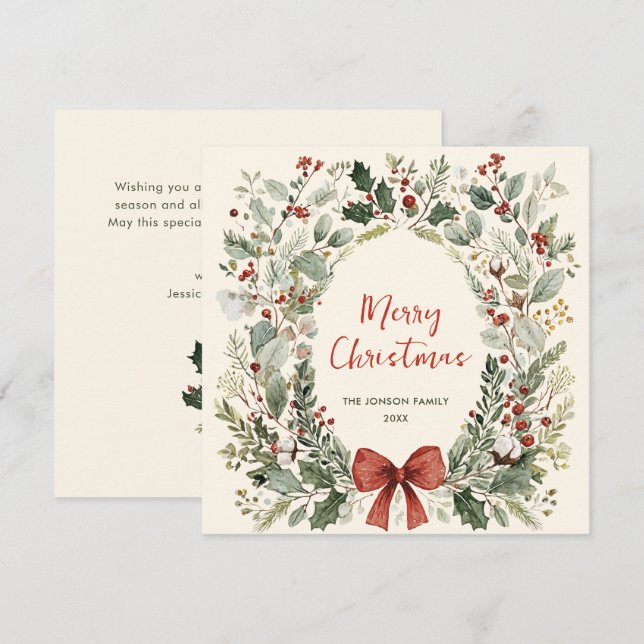 Cartes Pour Fêtes Annuelles Funky Country Retro Boho Christmas Wreath (Devant / Derrière)