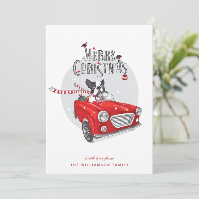 Cartes Pour Fêtes Annuelles Funky French Bulldog Joyeux Noël Card (Debout devant)