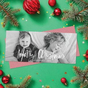 Cartes Pour Fêtes Annuelles Funky Modern White Calligraphy Script Photo