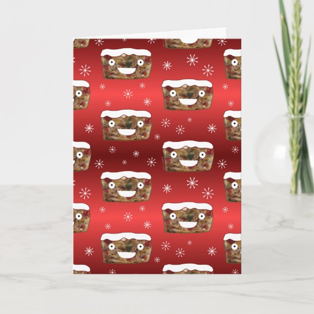 Cartes Pour Fêtes Annuelles Funky Noël Fruitcake Motif Rouge (Devant)