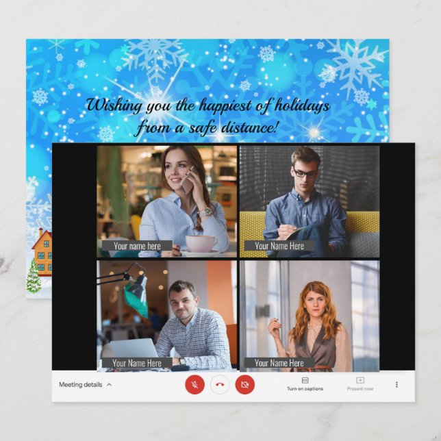 Cartes Pour Fêtes Annuelles Funky Online Zoom Meeting Christmas Holiday CARD (Devant / Derrière)