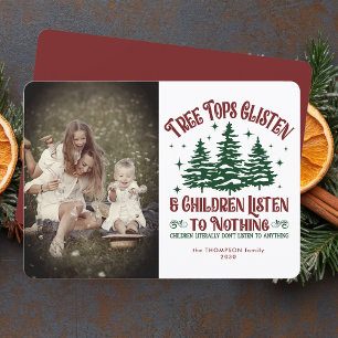 Cartes Pour Fêtes Annuelles Funky Personnalisé Arbre de Noël Cute Photo Rouge