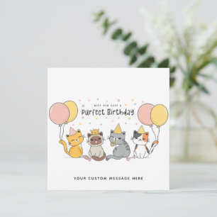 Cartes Pour Fêtes Annuelles Funky Purrfect Birthday Cat Card avec Ballons